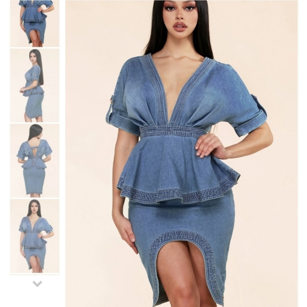 L'atiste by Amy Denim Peplum Dress